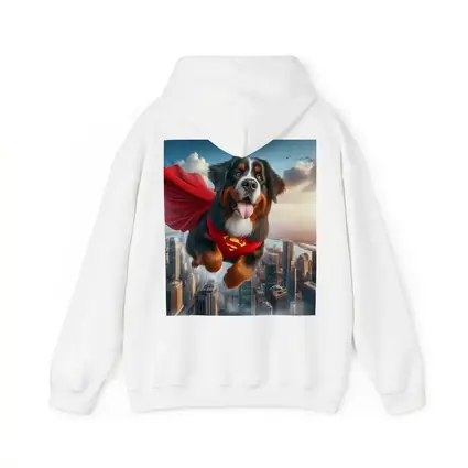 Bernese Mountain Dog Superhero Flying City