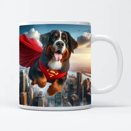 Bernese Mountain Dog Superhero Flying City