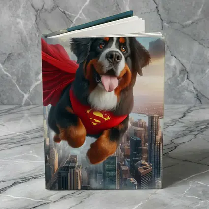 Bernese Mountain Dog Superhero Flying City