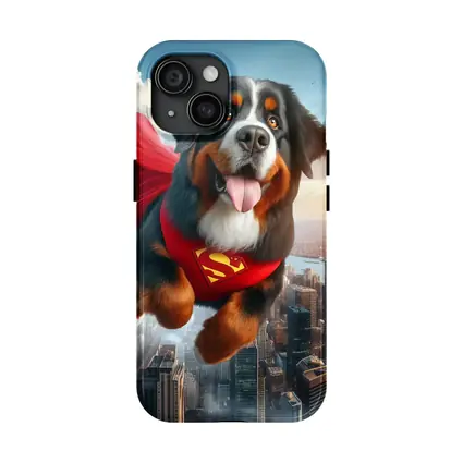 Bernese Mountain Dog Superhero Flying City