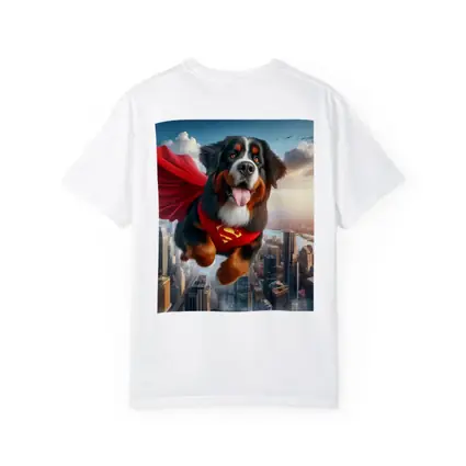 Bernese Mountain Dog Superhero Flying City
