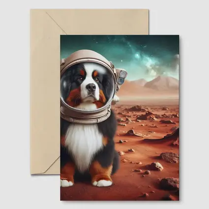 Bernese Mountain Dog Astronaut On Mars