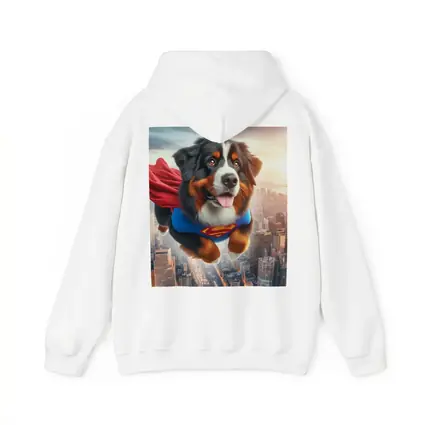 Bernese Mountain Dog Superhero Flying City