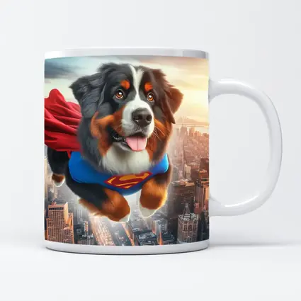Bernese Mountain Dog Superhero Flying City