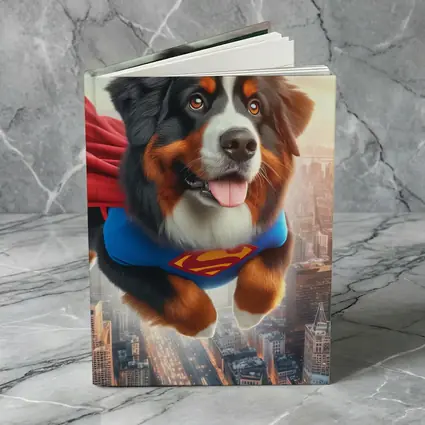 Bernese Mountain Dog Superhero Flying City