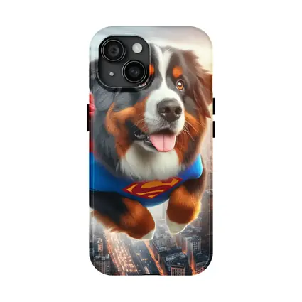Bernese Mountain Dog Superhero Flying City