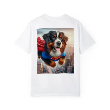 Bernese Mountain Dog Superhero Flying City