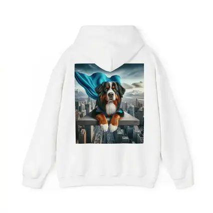 Bernese Mountain Dog Superhero City Skyline