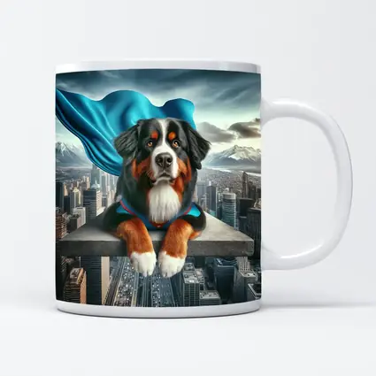 Bernese Mountain Dog Superhero City Skyline