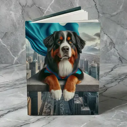 Bernese Mountain Dog Superhero City Skyline