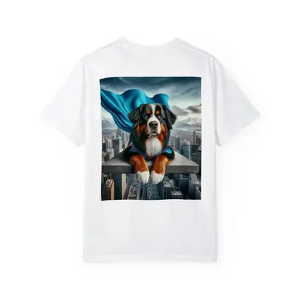 Bernese Mountain Dog Superhero City Skyline