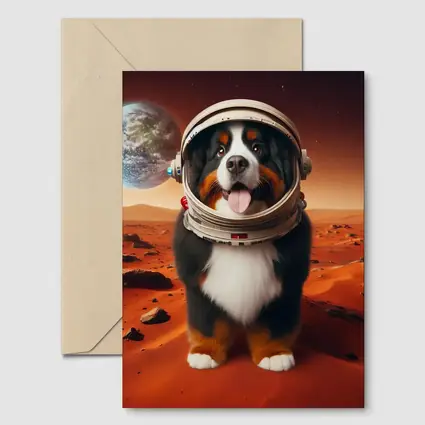 Bernese Mountain Dog Astronaut On Mars
