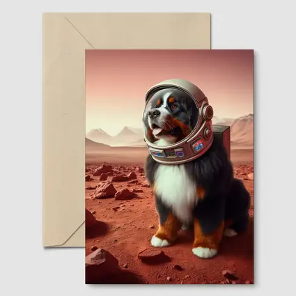 Bernese Mountain Dog Astronaut On Mars