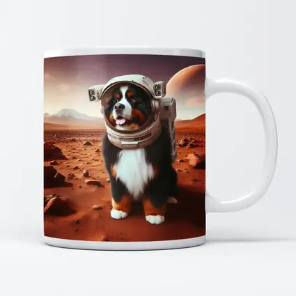 Bernese Mountain Dog Astronaut on Mars