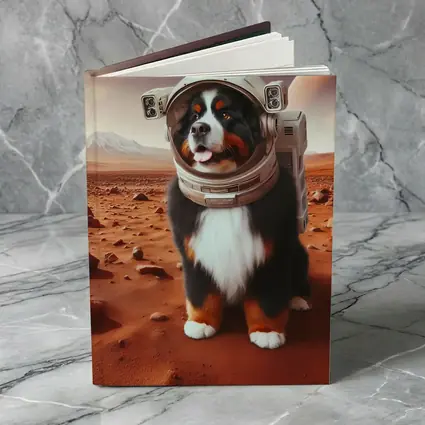 Bernese Mountain Dog Astronaut on Mars