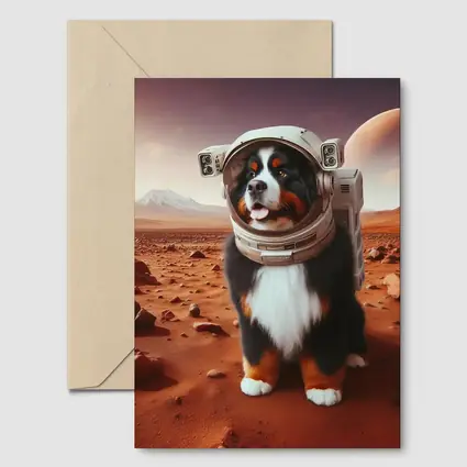 Bernese Mountain Dog Astronaut on Mars