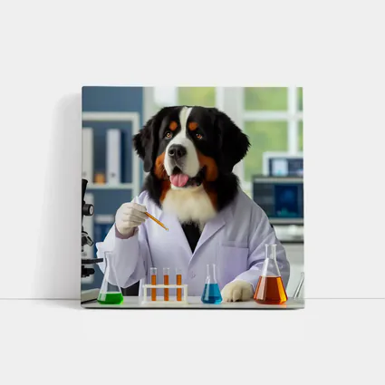 Bernese Mountain Dog Scientist Laboratory Setting
