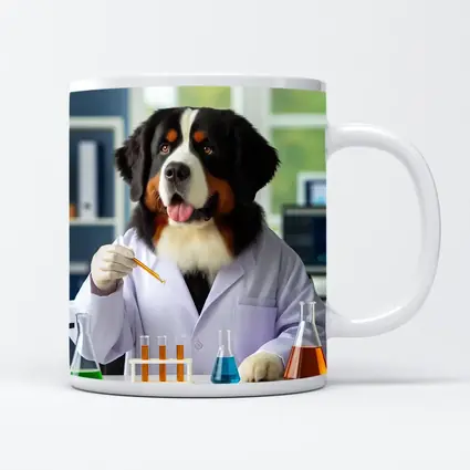 Bernese Mountain Dog Scientist Laboratory Setting