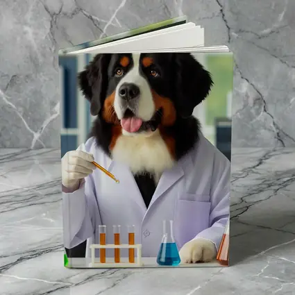 Bernese Mountain Dog Scientist Laboratory Setting