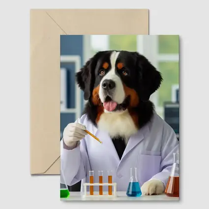 Bernese Mountain Dog Scientist Laboratory Setting