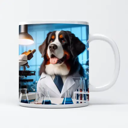 Bernese Mountain Dog Scientist Laboratory Setting