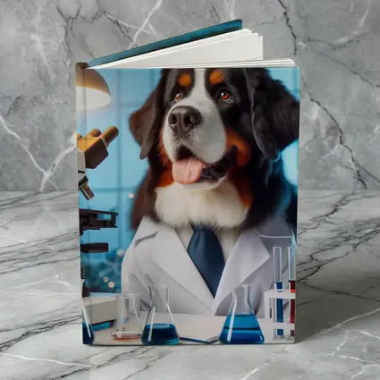 Bernese Mountain Dog Scientist Laboratory Setting