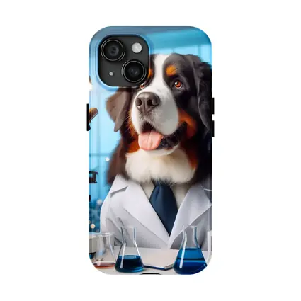 Bernese Mountain Dog Scientist Laboratory Setting