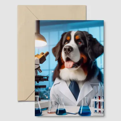 Bernese Mountain Dog Scientist Laboratory Setting