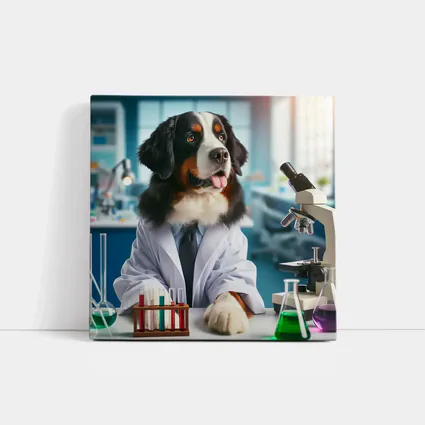 Bernese Mountain Dog Scientist Laboratory Portrait
