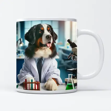 Bernese Mountain Dog Scientist Laboratory Portrait