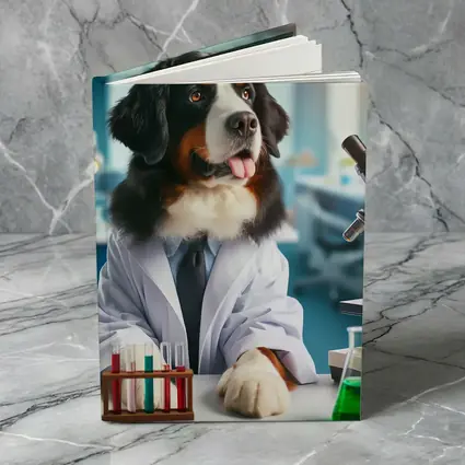 Bernese Mountain Dog Scientist Laboratory Portrait
