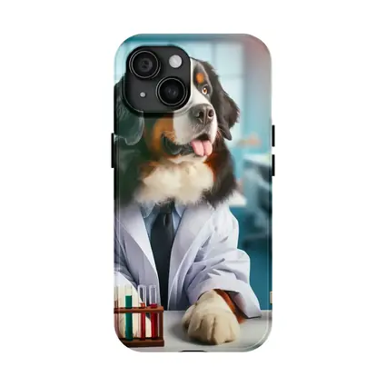 Bernese Mountain Dog Scientist Laboratory Portrait