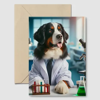 Bernese Mountain Dog Scientist Laboratory Portrait