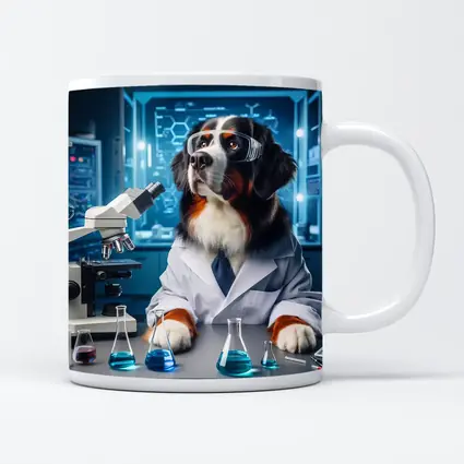 Bernese Mountain Dog Scientist Laboratory Setting