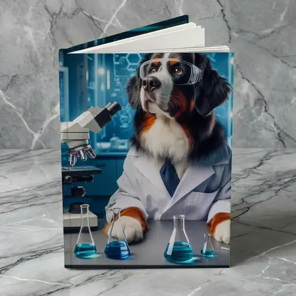 Bernese Mountain Dog Scientist Laboratory Setting