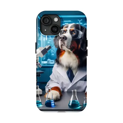 Bernese Mountain Dog Scientist Laboratory Setting