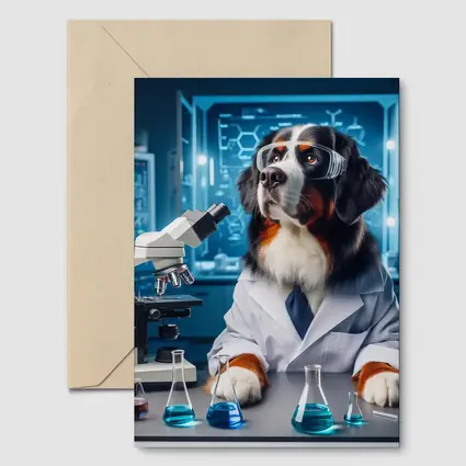 Bernese Mountain Dog Scientist Laboratory Setting