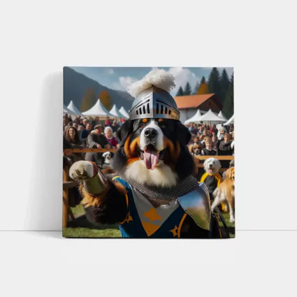 Bernese Mountain Dog Knight Armor Crowd