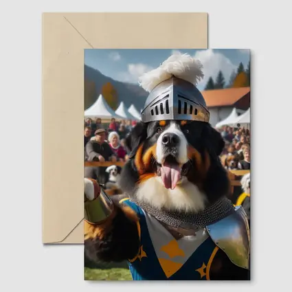Bernese Mountain Dog Knight Armor Crowd
