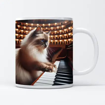 Ragdoll Cat Playing Piano Concert Hall