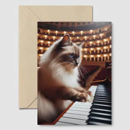 Ragdoll Cat Playing Piano Concert Hall