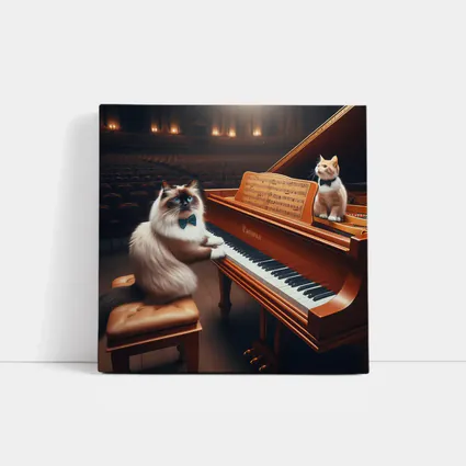 Ragdoll Cat Playing Grand Piano Concert Hall