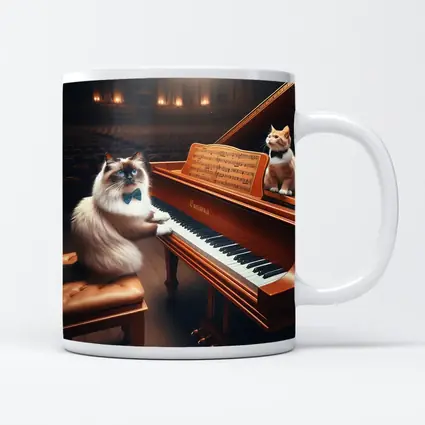 Ragdoll Cat Playing Grand Piano Concert Hall