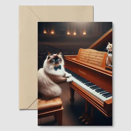 Ragdoll Cat Playing Grand Piano Concert Hall