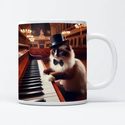 Ragdoll Cat Playing Piano Concert Hall
