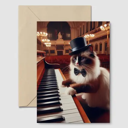 Ragdoll Cat Playing Piano Concert Hall