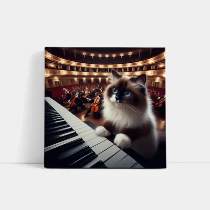 Ragdoll Cat Playing Piano Concert Hall