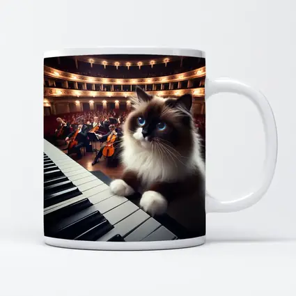 Ragdoll Cat Playing Piano Concert Hall