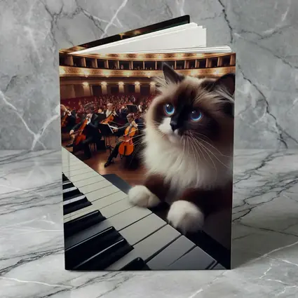 Ragdoll Cat Playing Piano Concert Hall