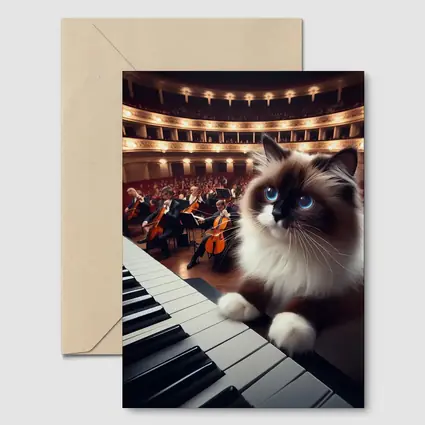 Ragdoll Cat Playing Piano Concert Hall